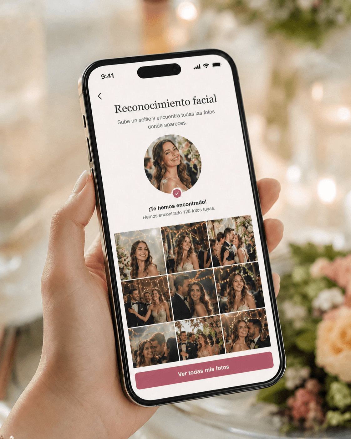 Búsqueda de fotos de boda mediante reconocimiento facial opcional