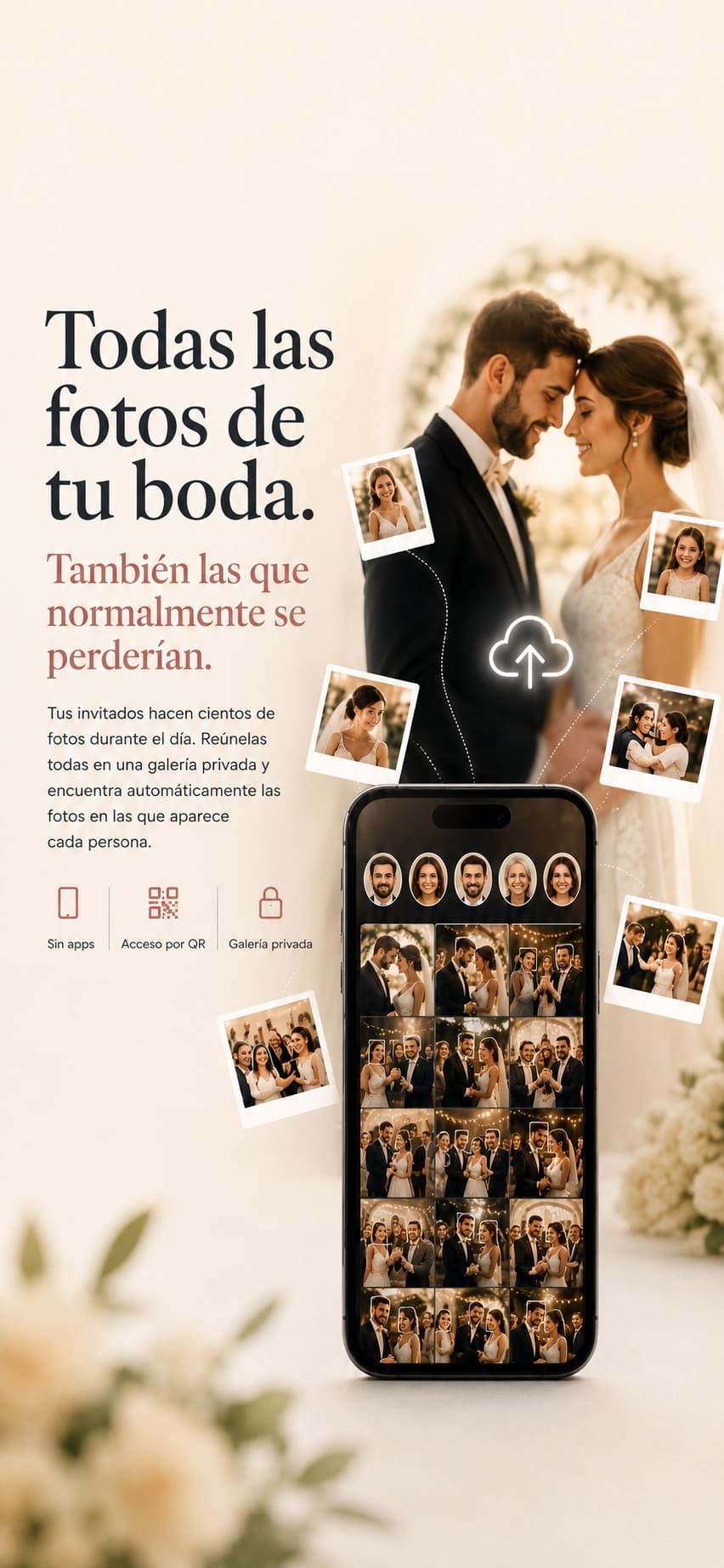 Pareja reuniendo todas las fotografías de su boda